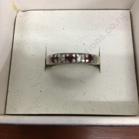 Ruby & Clear Stone Ring Stamped 925